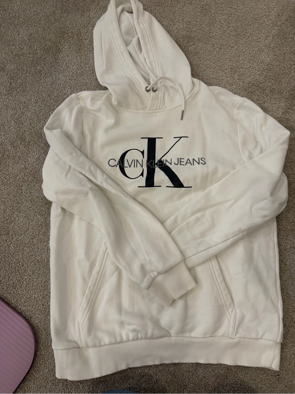 Calvin Klein Jeans Off-White CK Logo Pullover Hoodie